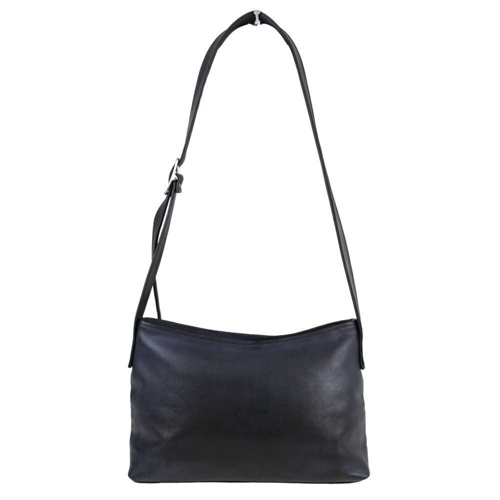 Hartman Leather Canada BLACK GENUINE LEATHER ZIP SHOULDER BAG HANDBAG PURSE